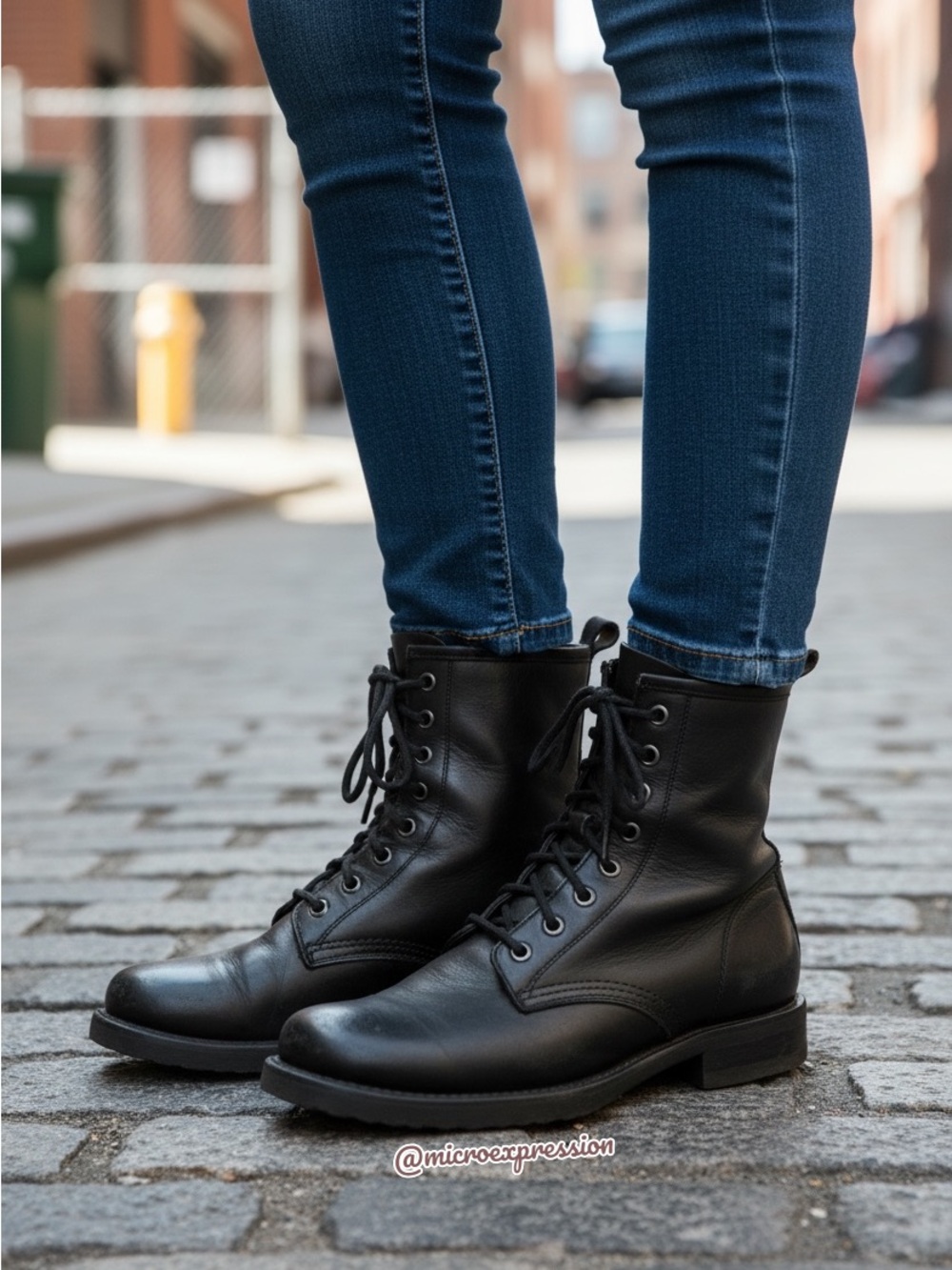 Frye Veronica Combat Black Leather Lace Up Boots - Picture 4 of 16